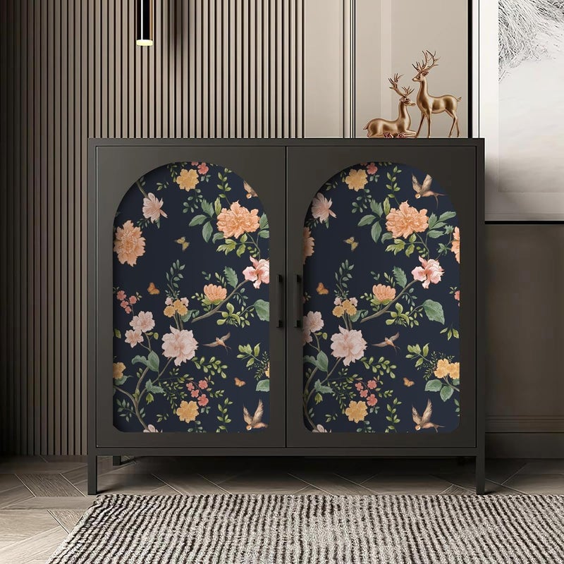 Froluya Dark Blue Floral Peel and Stick Wallpaper Vintage Floral Contact Paper 16.9” x 393.7” Bird Wallpaper Peel and Stick Boho Flowers Self Adhesive Removable Waterproof Wall Paper for Bathroom - Image 3